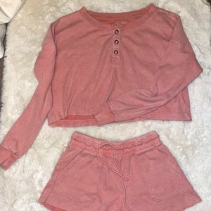 Pink Cropped Aéropostale PJ Set - Small